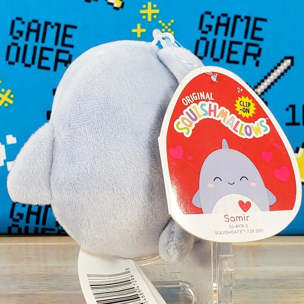 Squishmallow Samir the Valentine Blue Whale 3.5" Clip 2022 UltraSoft Plush - Picture 5 of 12